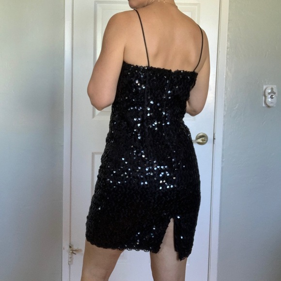 3/$20 Vintage Zum Zum black sequin mini dress, size small - Picture 5 of 12